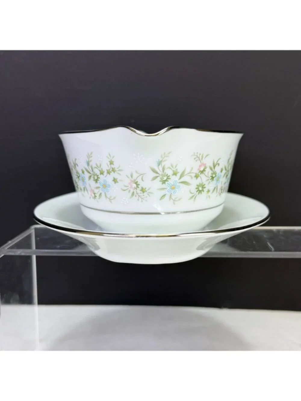 Vintage Noritake Savannah 2 Cup Gravy Boat with Attached Underplate